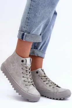 Trampki Ocieplane|Trampki Damskie Big Star></noscript>Big Star Shoes Trampki Damskie Big Star Wysokie Ocieplane Szare GG274070 Szary