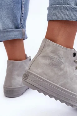 Trampki Ocieplane|Trampki Damskie Big Star></noscript>Big Star Shoes Trampki Damskie Big Star Wysokie Ocieplane Szare GG274070 Szary