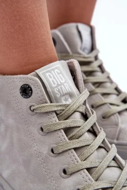 Trampki Ocieplane|Trampki Damskie Big Star></noscript>Big Star Shoes Trampki Damskie Big Star Wysokie Ocieplane Szare GG274070 Szary