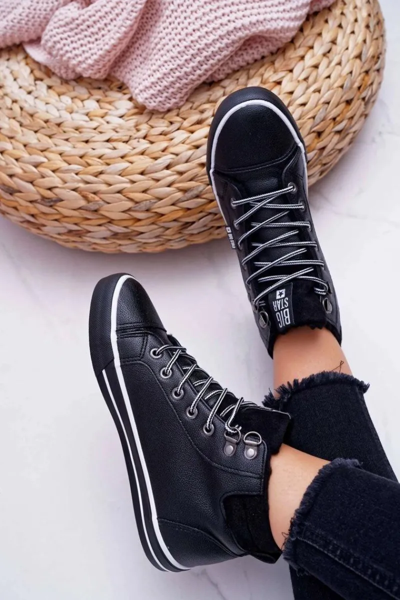 Best Trampki Damskie Big Star Wysokie Czarne Ocieplane EE274410 Damskie Trampki Ocieplane|Trampki Damskie Big Star