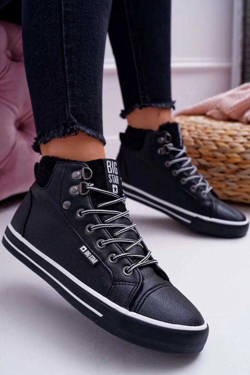 Best Trampki Damskie Big Star Wysokie Czarne Ocieplane EE274410 Damskie Trampki Ocieplane|Trampki Damskie Big Star