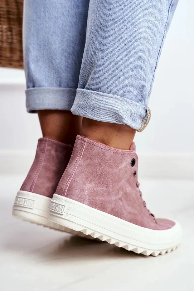 Trampki Ocieplane|Trampki Damskie Big Star>Big Star Shoes Trampki Damskie Big Star Wysokie Ocieplane Różowe GG274109