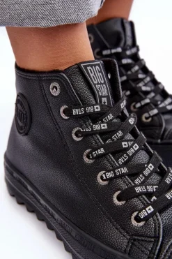 Trampki Ocieplane|Trampki Damskie Big Star></noscript>Big Star Shoes Trampki Damskie Big Star Wysokie Ocieplane Czarne EE274110 Czarny