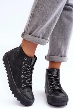 Trampki Ocieplane|Trampki Damskie Big Star></noscript>Big Star Shoes Trampki Damskie Big Star Wysokie Ocieplane Czarne EE274110 Czarny