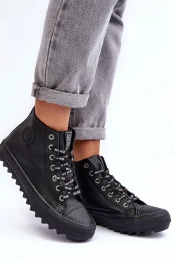 Trampki Ocieplane|Trampki Damskie Big Star></noscript>Big Star Shoes Trampki Damskie Big Star Wysokie Ocieplane Czarne EE274110 Czarny