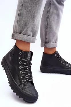 Trampki Ocieplane|Trampki Damskie Big Star></noscript>Big Star Shoes Trampki Damskie Big Star Wysokie Ocieplane Czarne EE274110 Czarny