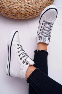 Online Big Star Shoes Trampki Damskie Big Star Wysokie Białe Ocieplane EE274411