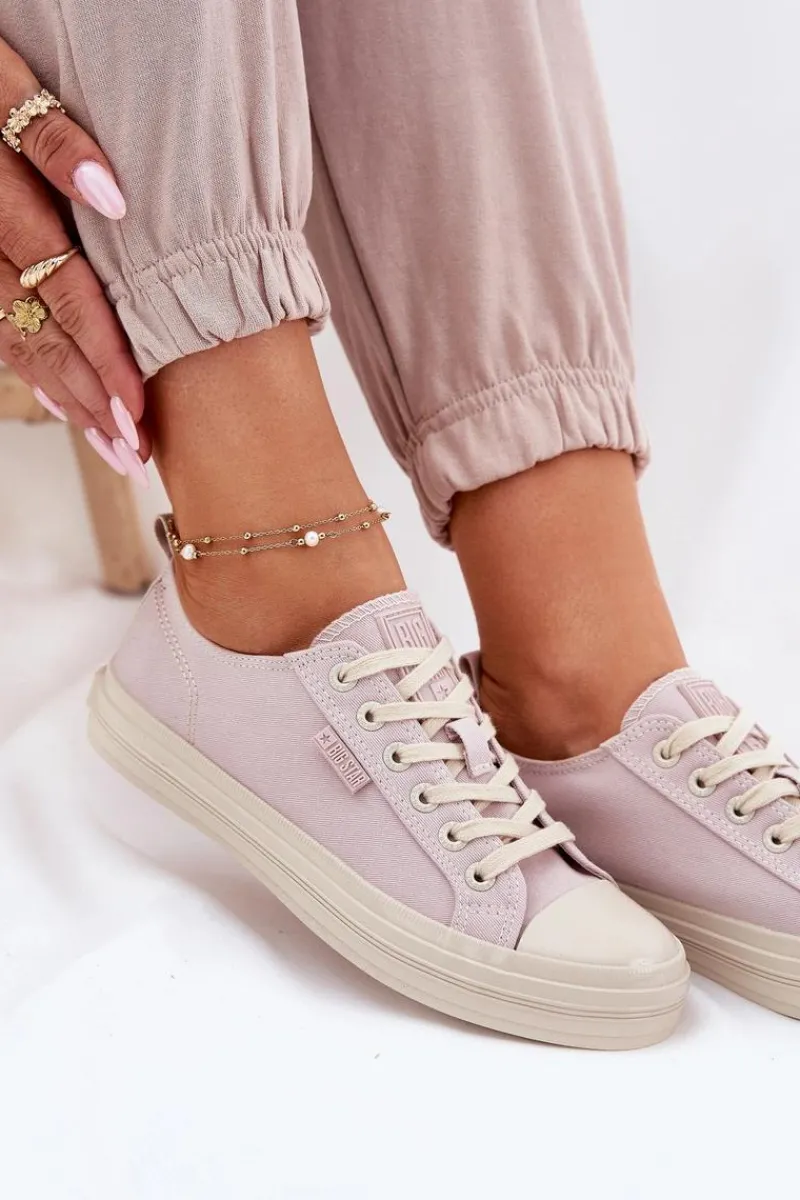 Big Star Shoes Trampki Damskie Big Star RR274732 Jasnoróżowe Różowy