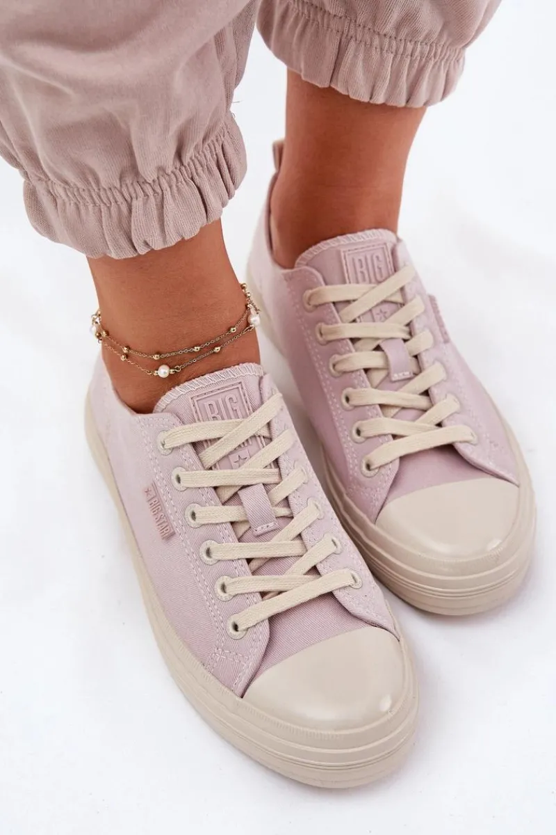 Big Star Shoes Trampki Damskie Big Star RR274732 Jasnoróżowe Różowy