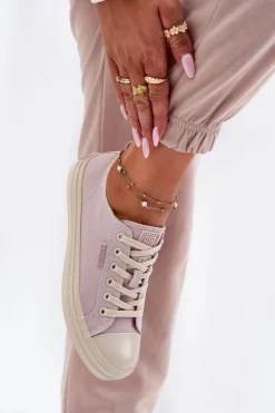 Big Star Shoes Trampki Damskie Big Star RR274732 Jasnoróżowe Różowy