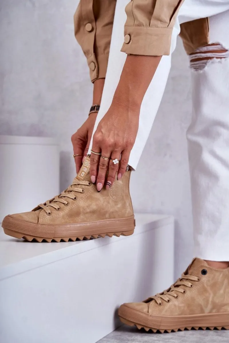 Discount Big Star Shoes Trampki Damskie Big Star Wysokie Ocieplane Camel GG274072 Brązowy
