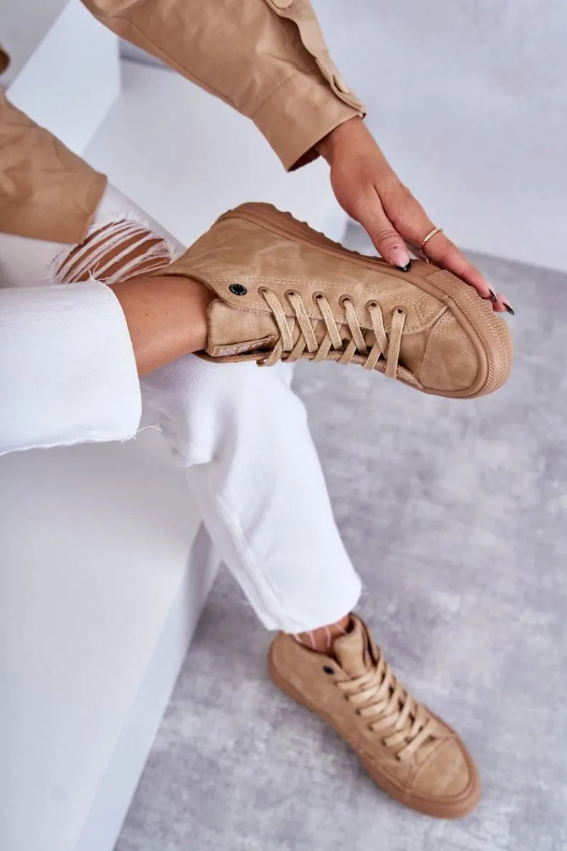 Discount Big Star Shoes Trampki Damskie Big Star Wysokie Ocieplane Camel GG274072 Brązowy