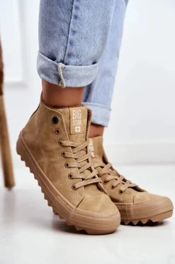 Trampki Ocieplane|Trampki Damskie Big Star>Big Star Shoes Trampki Damskie Big Star Wysokie Ocieplane Camel GG274072