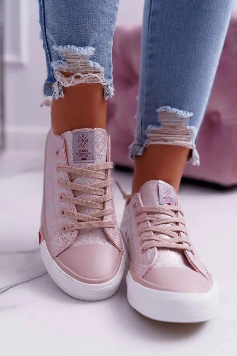 Trampki Damskie Różowe DD2R4058 Damskie Trampki Damskie Cross Jeans