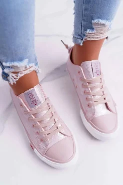 Trampki Damskie Różowe DD2R4058 Damskie Trampki Damskie Cross Jeans