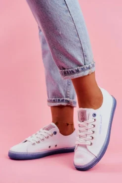 Trampki Damskie Cross Jeans></noscript>Cross Jeans Trampki Damskie Biało Niebieskie FF2R4077C