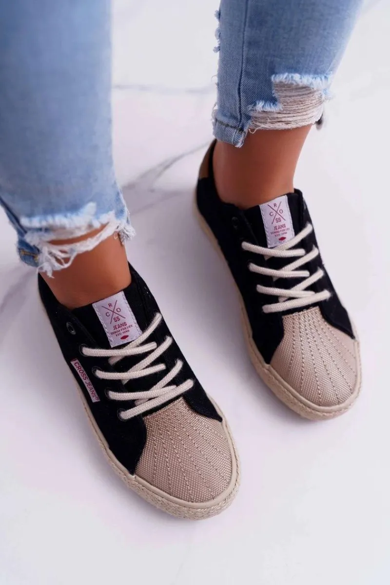 Trampki Damskie Niskie>Cross Jeans Trampki Damskie Czarne DD2R4093