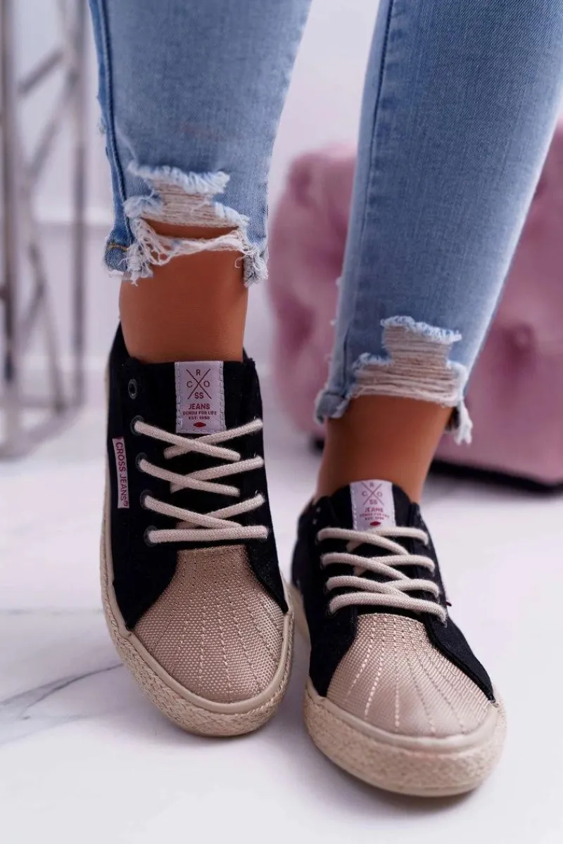 Trampki Damskie Niskie>Cross Jeans Trampki Damskie Czarne DD2R4093