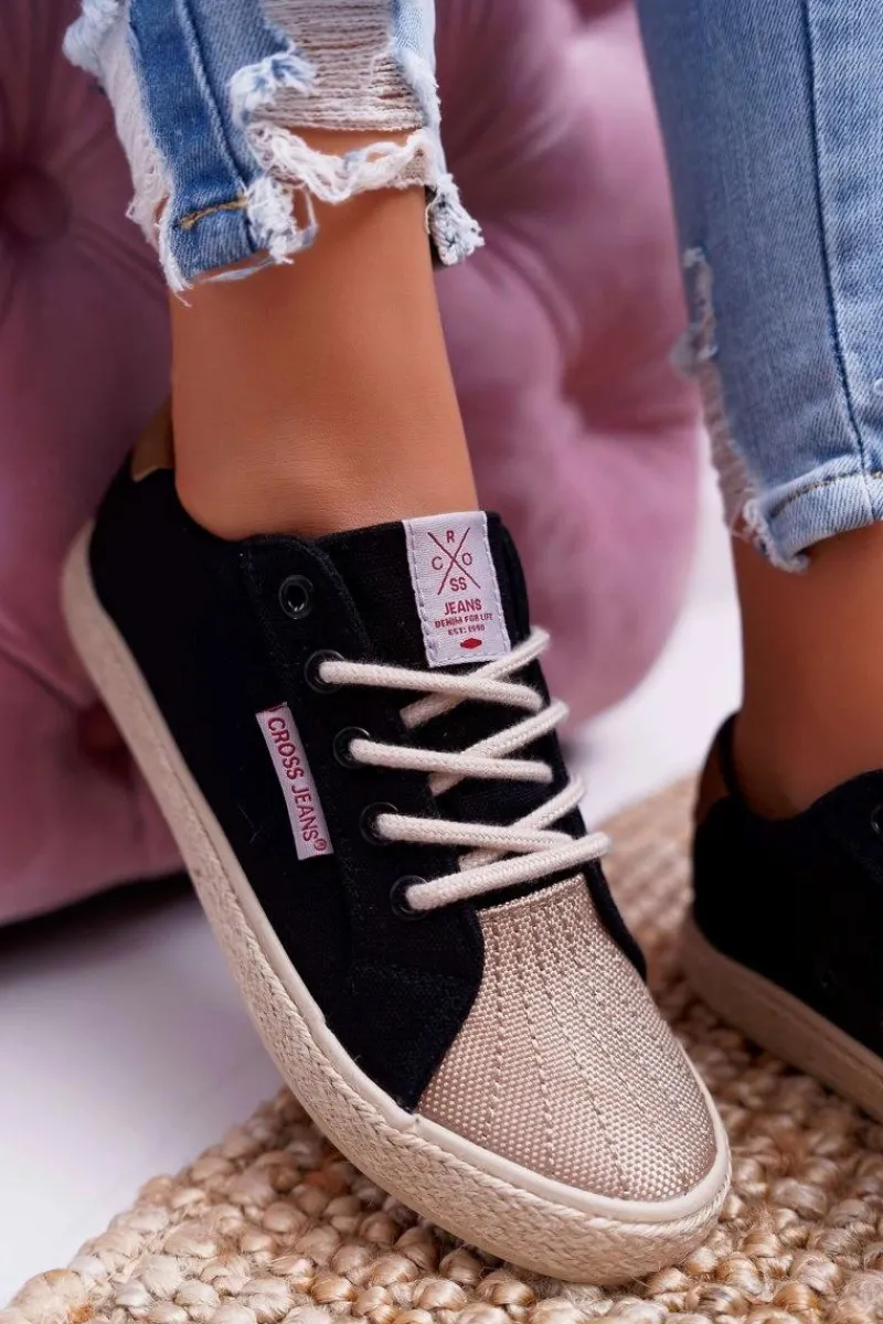 Trampki Damskie Niskie>Cross Jeans Trampki Damskie Czarne DD2R4093