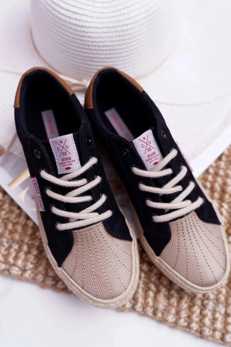 Trampki Damskie Niskie>Cross Jeans Trampki Damskie Czarne DD2R4093