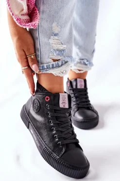 Discount Cross Jeans Trampki Damskie Wysokie Czarne II2R4021 Czarny