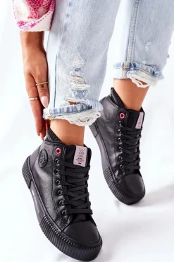 Discount Cross Jeans Trampki Damskie Wysokie Czarne II2R4021 Czarny