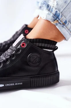 Discount Cross Jeans Trampki Damskie Wysokie Czarne II2R4021 Czarny
