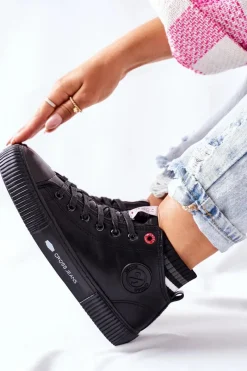 Discount Cross Jeans Trampki Damskie Wysokie Czarne II2R4021 Czarny