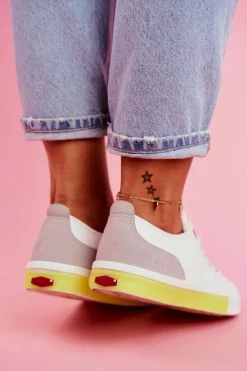 Trampki Damskie Cross Jeans>Cross Jeans Trampki Damskie Biało Żółte FF2R4042C