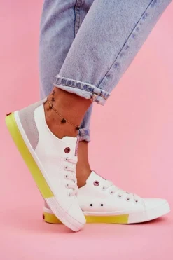 Trampki Damskie Cross Jeans></noscript>Cross Jeans Trampki Damskie Biało Żółte FF2R4042C