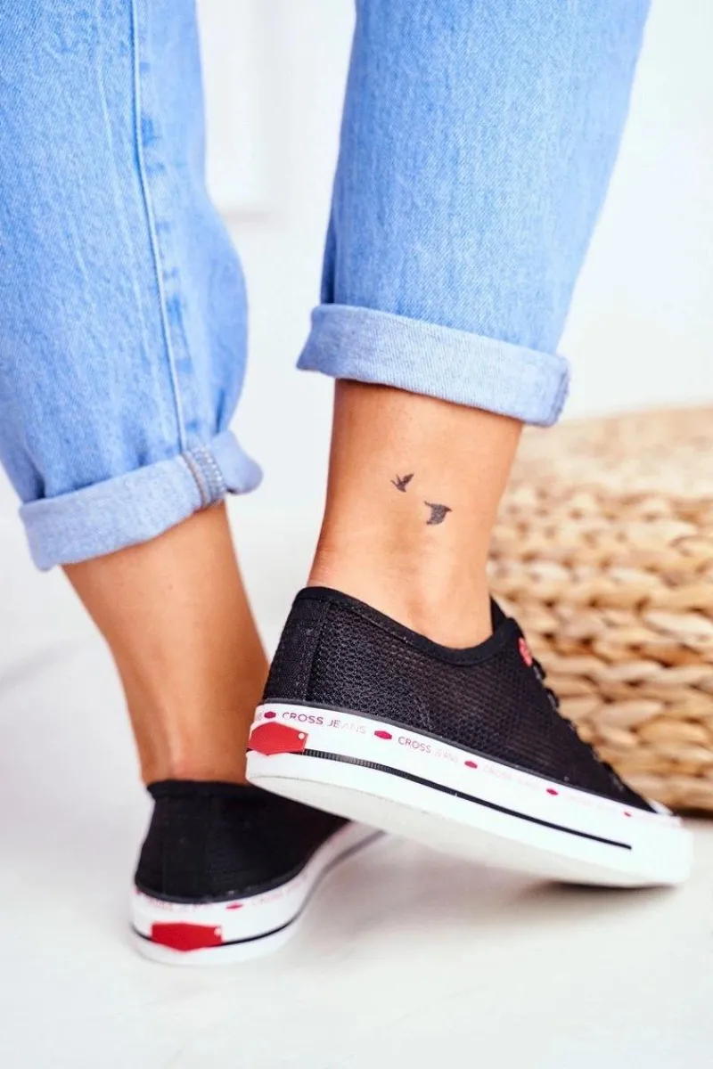 Trampki Damskie Cross Jeans>Cross Jeans Trampki Damskie Czarne Siateczka FF2R4015C Czarny