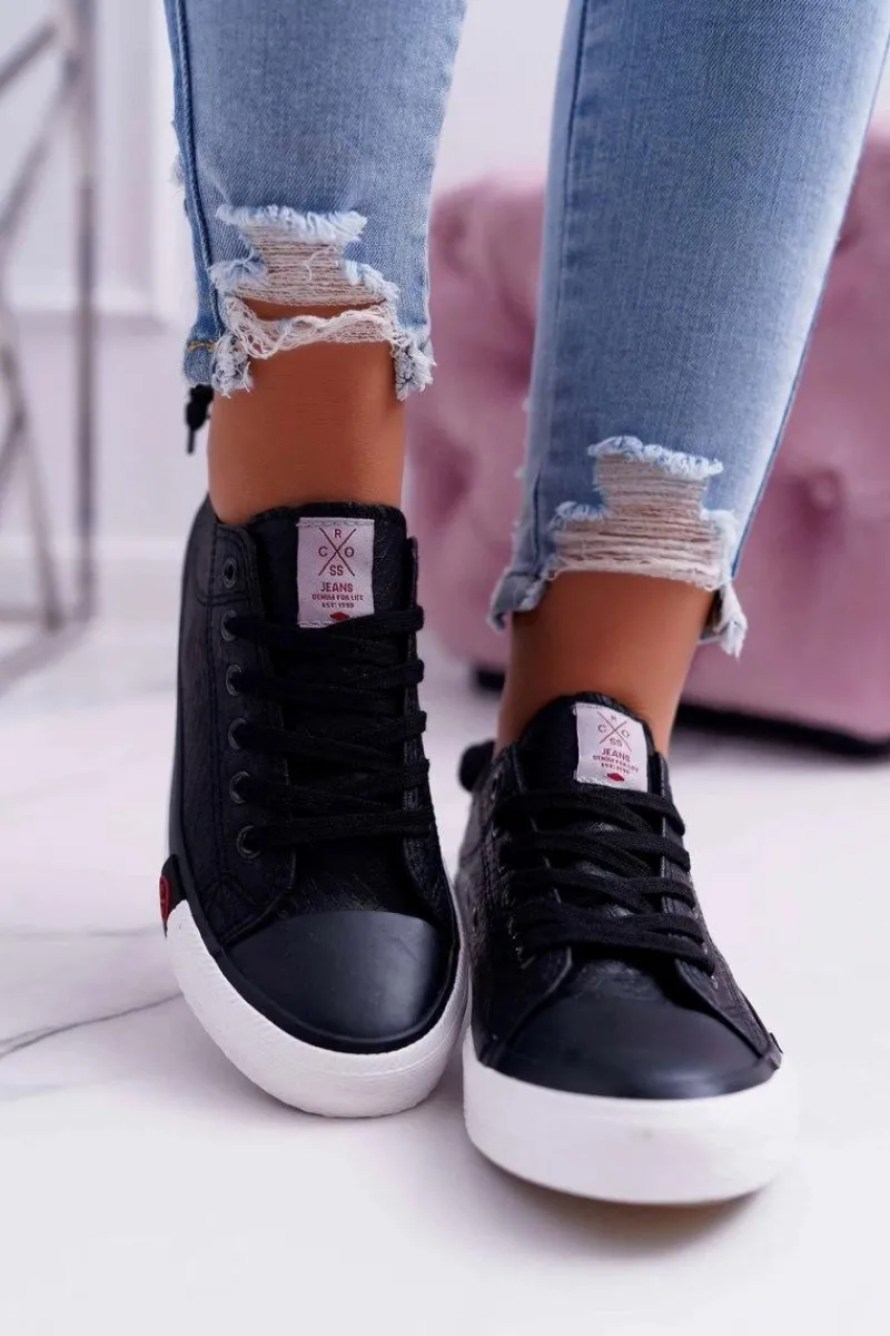 Trampki Damskie Cross Jeans>Cross Jeans Trampki Damskie Czarne DD2R4060