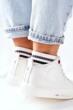 Hot Trampki Damskie Wysokie Białe II2R4022 Damskie Trampki Damskie Cross Jeans|Trampki Ocieplane