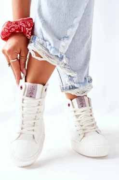 Hot Trampki Damskie Wysokie Białe II2R4022 Damskie Trampki Damskie Cross Jeans|Trampki Ocieplane