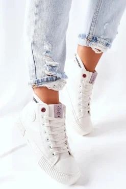 Hot Trampki Damskie Wysokie Białe II2R4022 Damskie Trampki Damskie Cross Jeans|Trampki Ocieplane