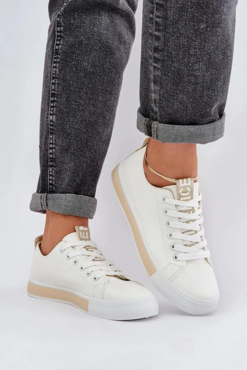 Trampki Damskie Niskie>Boto Trampki Damskie Klasyczne Złote Ville Złoty