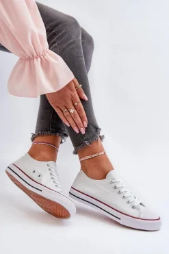 Trampki Damskie Niskie>Boto Trampki Damskie Klasyczne Niskie Białe Caelira