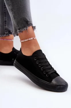 Trampki Damskie Niskie></noscript>Boto Trampki Damskie Klasyczne Niskie Czarne Caelira