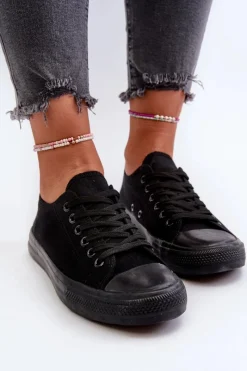 Trampki Damskie Niskie></noscript>Boto Trampki Damskie Klasyczne Niskie Czarne Caelira