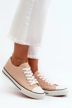 New Trampki Damskie Klasyczne Niskie Różowe Caelira Damskie Trampki Damskie Niskie