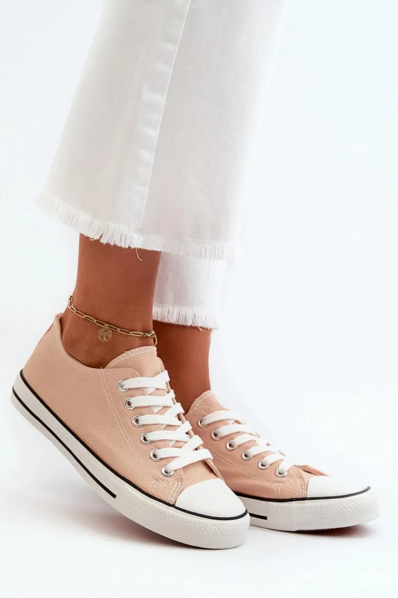 New Trampki Damskie Klasyczne Niskie Różowe Caelira Damskie Trampki Damskie Niskie