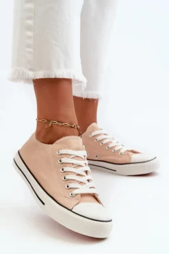 New Trampki Damskie Klasyczne Niskie Różowe Caelira Damskie Trampki Damskie Niskie