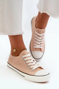 New Trampki Damskie Klasyczne Niskie Różowe Caelira Damskie Trampki Damskie Niskie