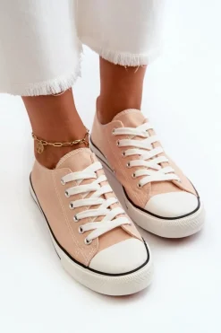 New Trampki Damskie Klasyczne Niskie Różowe Caelira Damskie Trampki Damskie Niskie