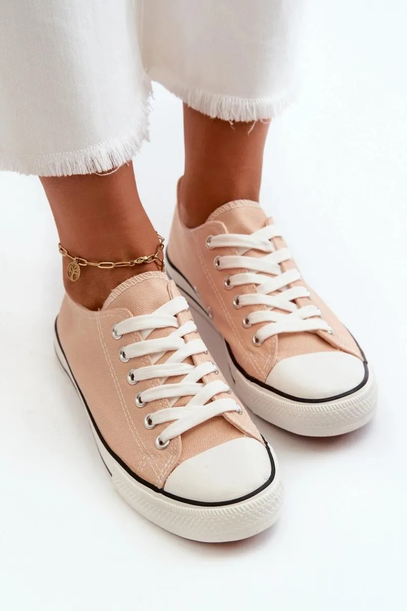 New Trampki Damskie Klasyczne Niskie Różowe Caelira Damskie Trampki Damskie Niskie