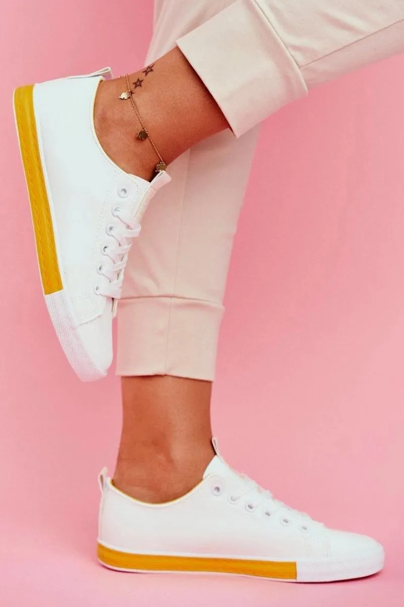 Trampki Damskie Niskie>Boto Trampki Damskie Klasyczne Żółte Ville