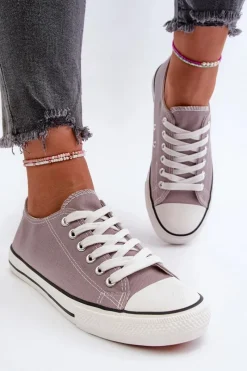 New Trampki Damskie Klasyczne Niskie Szare Caelira Damskie Trampki Damskie Niskie