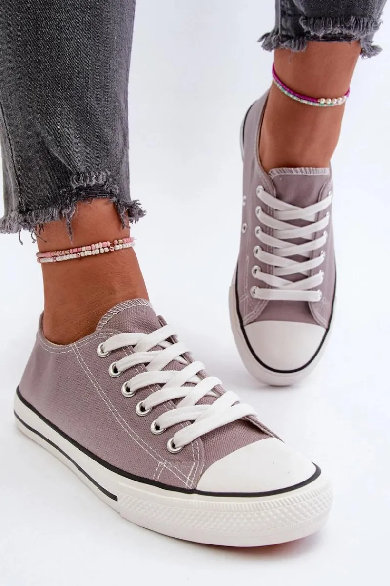 New Trampki Damskie Klasyczne Niskie Szare Caelira Damskie Trampki Damskie Niskie