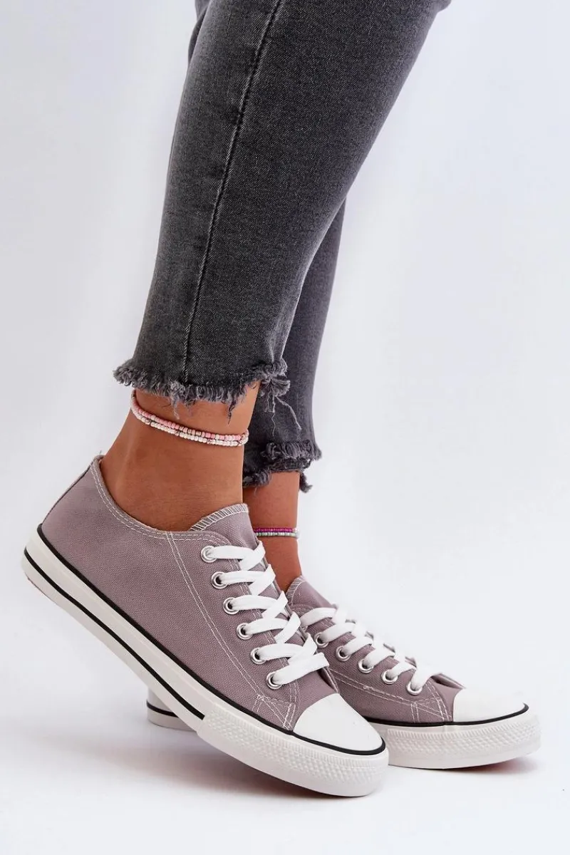 New Trampki Damskie Klasyczne Niskie Szare Caelira Damskie Trampki Damskie Niskie