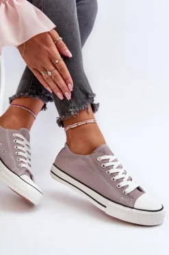 New Trampki Damskie Klasyczne Niskie Szare Caelira Damskie Trampki Damskie Niskie